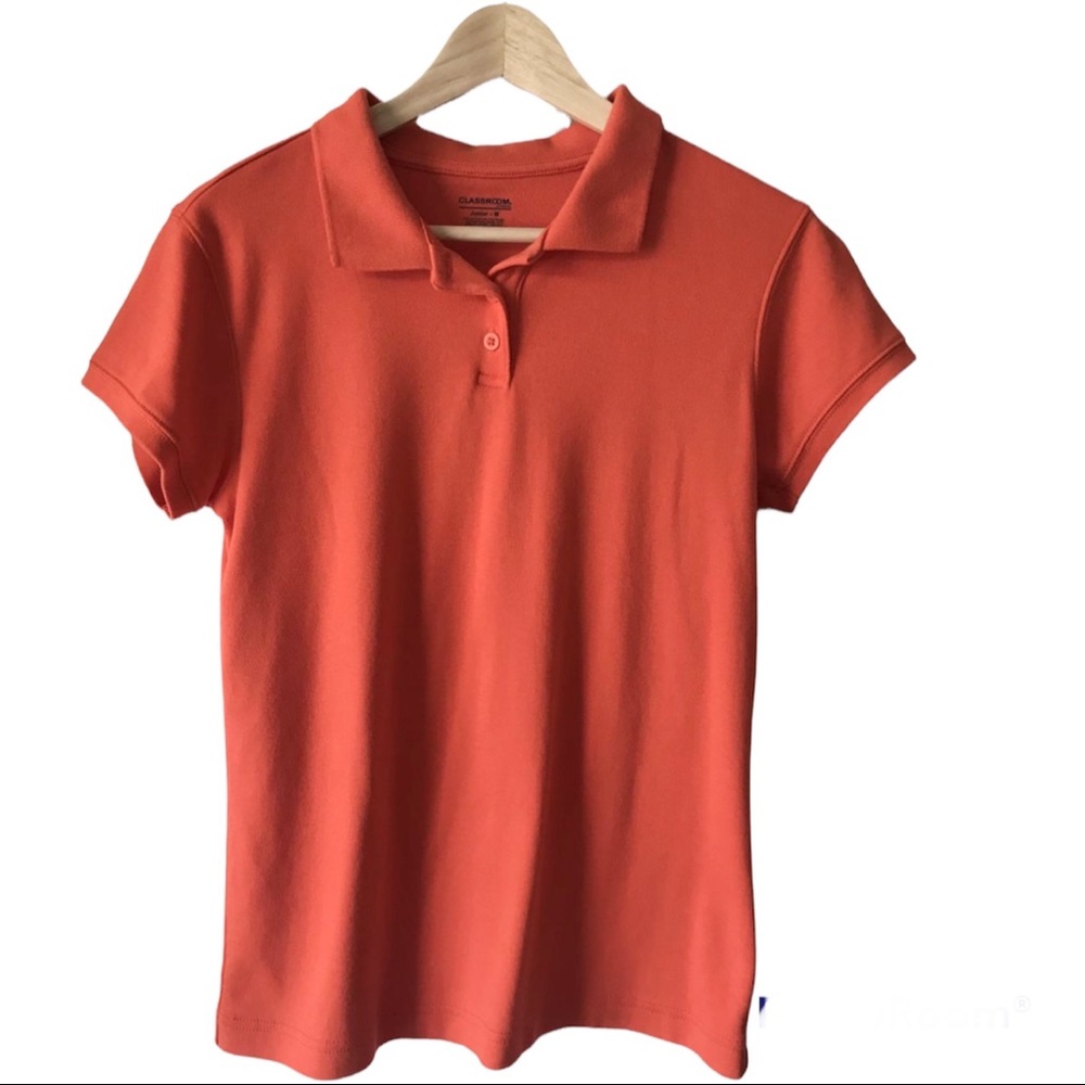 Orange uniform-style polo shirt, Jr. size M
